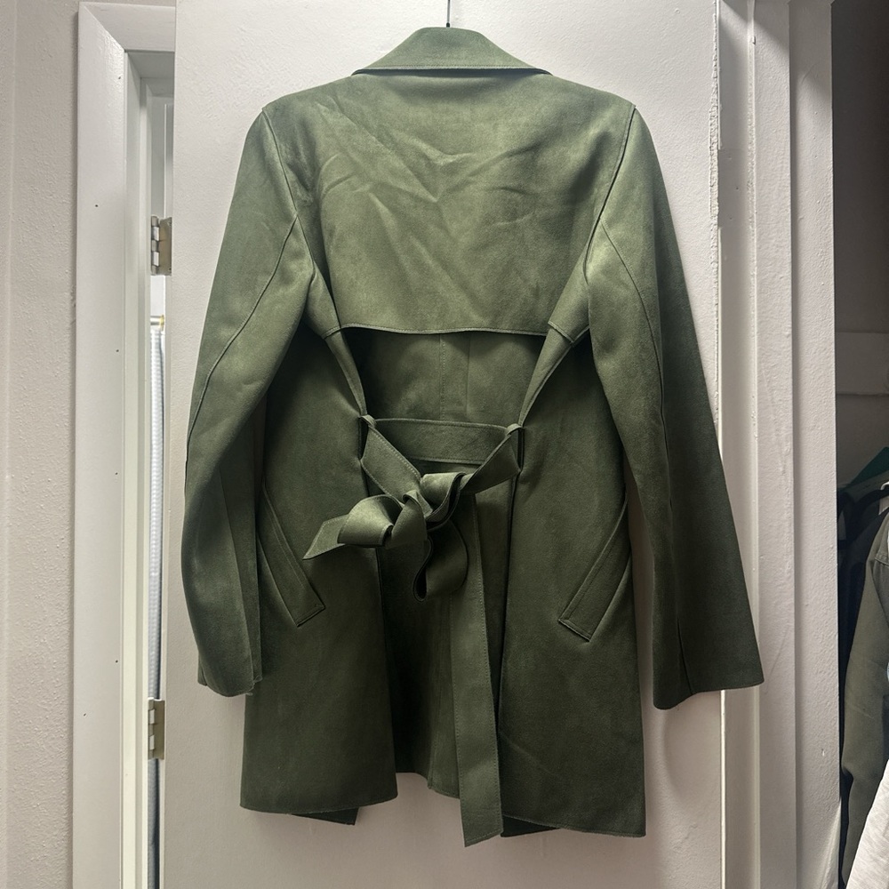 Ann Taylor Factory Olive Trench Coat - Picture 2 of 3